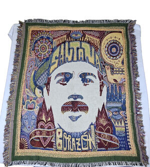 Y2K Carlos Santana Throw Blanket Corazon Tour 2014 Woven Made USA Concert Rare